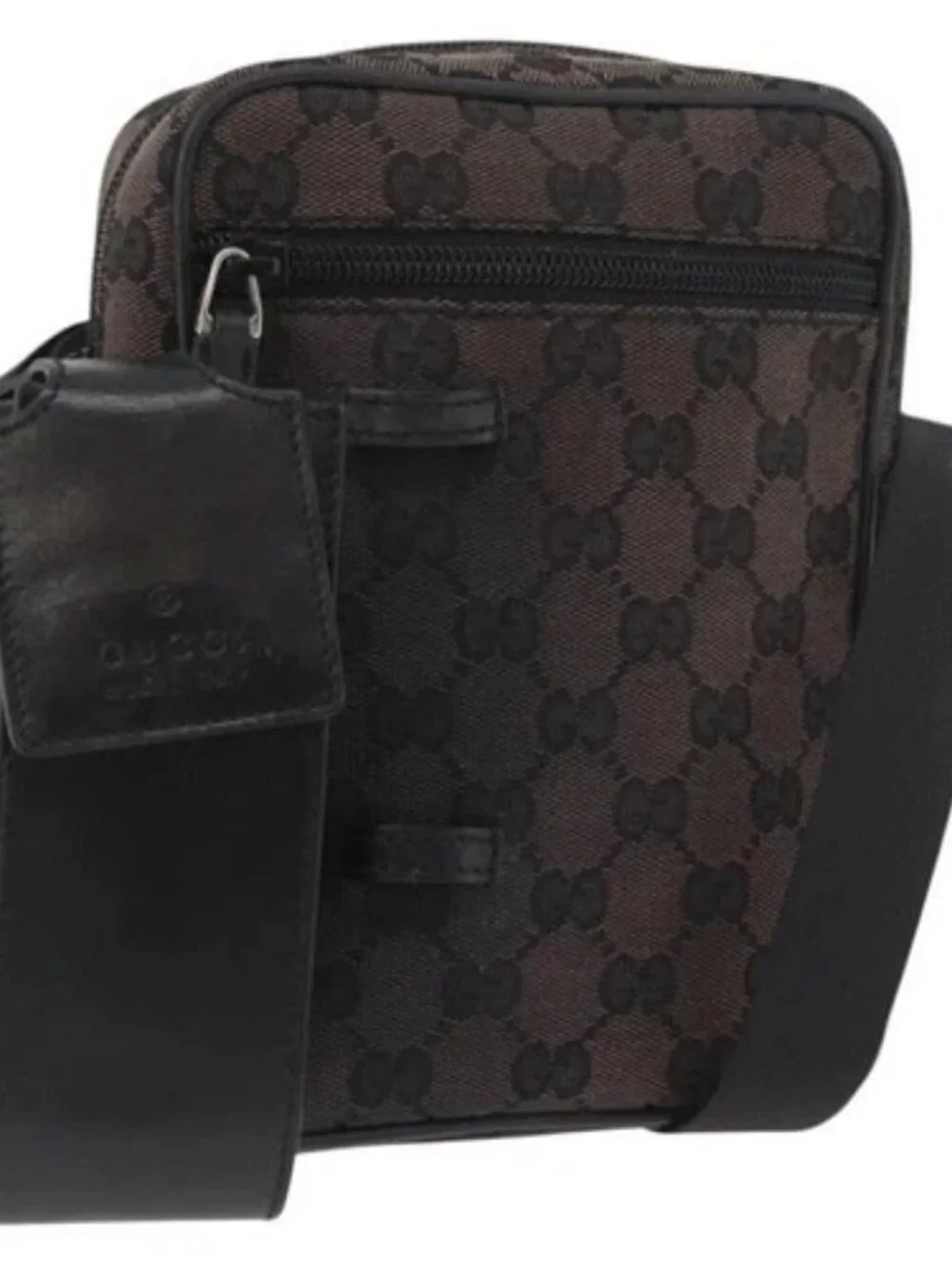 GUCCI GG Canvas Shoulder Bag Black Silver 018 1619 Auth 180727